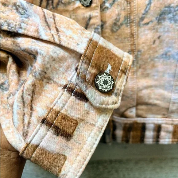 Dolcezza | Women's S - Lightweight Full Abstract Art Graphic Jacket, Blue/Tan - Picture 4 of 7